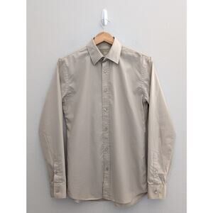 Men's Burberry London Beige Khaki Cotton Button Down Long Sleeve UK/US 15 EU 38